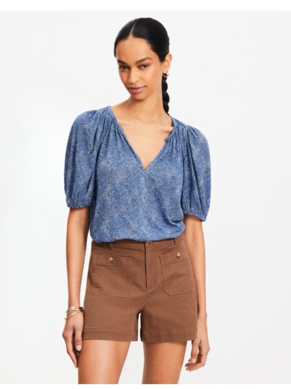 LOFT Blue and White Paisley Top | NWT Size M